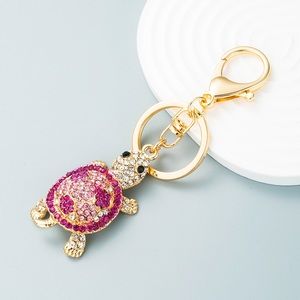 Pink Rhinestones Crystal Turtle keychain Purse Bag Charm